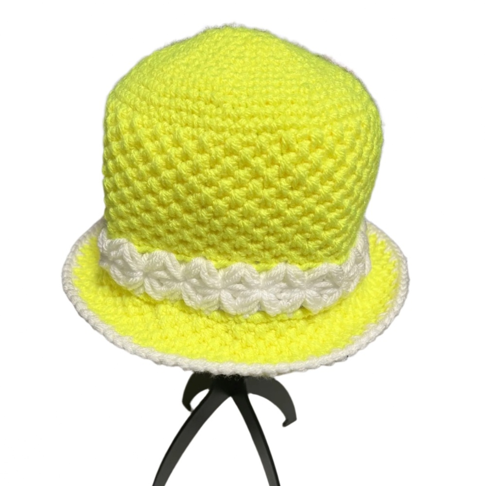 ThreadsByHannah Handmade Crochet Bucket Hat Yellow
